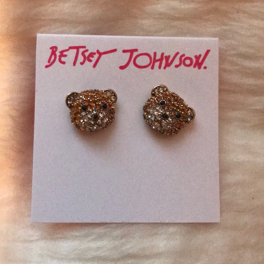 Betsey Johnson Orange diamond Bear Earrings